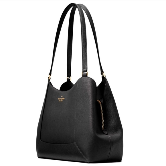 NWOT Kate Spade Lena Large Triple Compartment Black Pebbled Leather Shoulder Bag - Picture 12 of 12